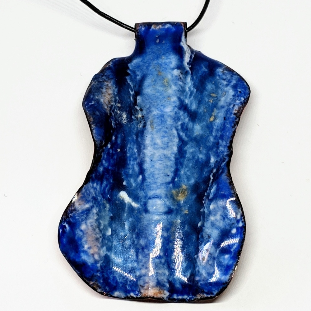Handcrafted Enameled Pendant - Abstract Guitar